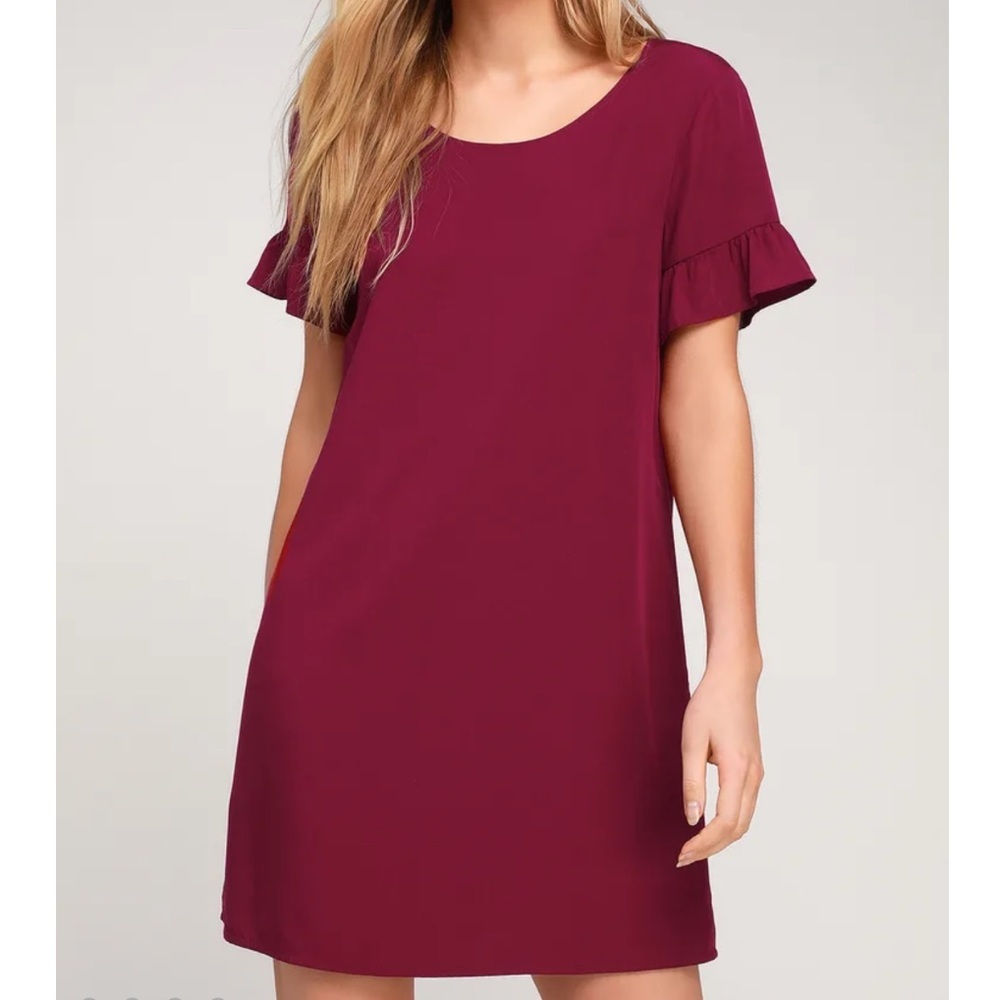 Lulu’s Chic of Perfection Wine Red Shift Dress